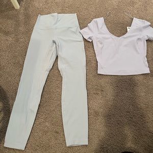 Matching set of Align lululemon workout leggings and top